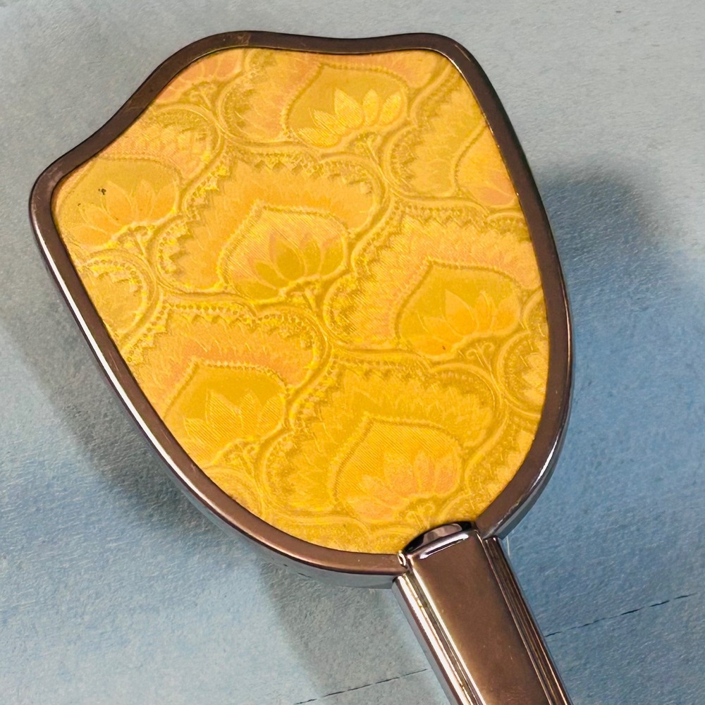 Vintage Art Deco Yellow Enamel Vanity Hair Brush Made in England Shield Retro